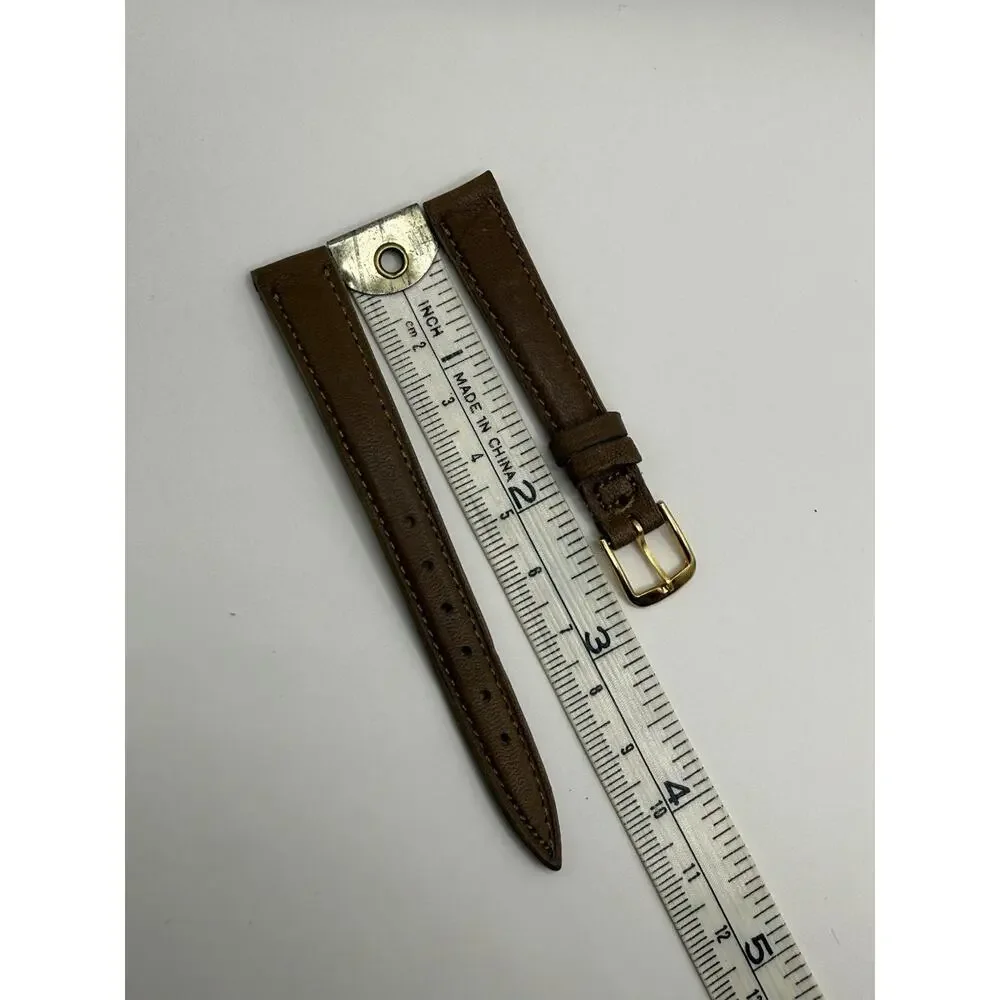 13mm KREISLER Glove Leather Brown NOS Vintage Watch Band & Gold-Tone Buckle